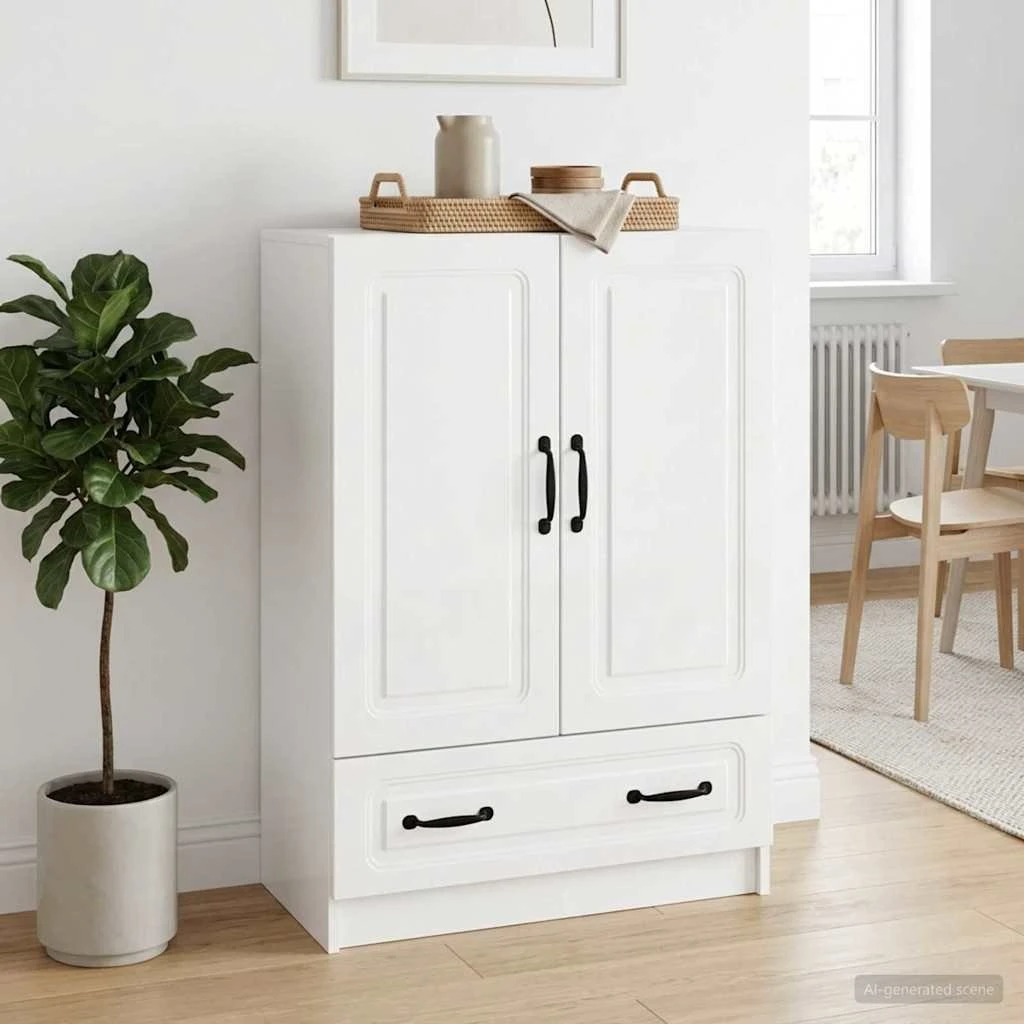 vidaXL Sideboard Hvid Højglans 66 x 34,5 x 92 cm