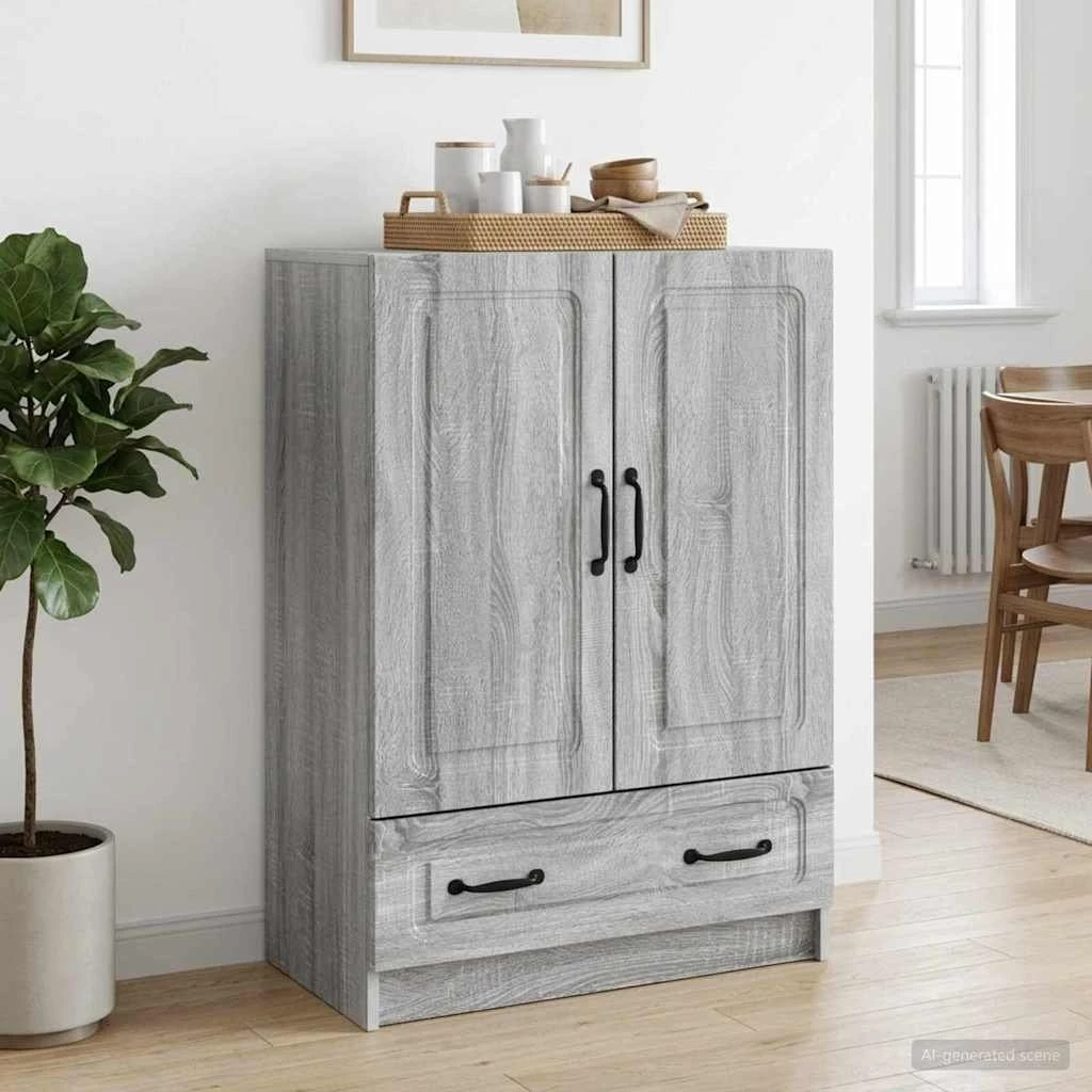 vidaXL Sideboard Grå Sonoma-eg, 66 x 34,5 x 92 cm