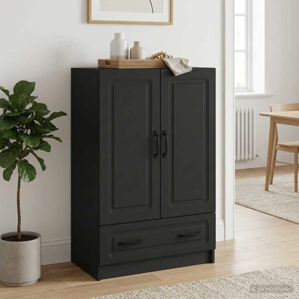 vidaXL Sideboard med skuffe, Sort, 66 x 34,5 x 92 cm