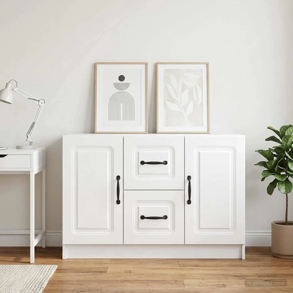 vidaXL Sideboard Hvid Højglans 89 x 34,5 x 57 cm