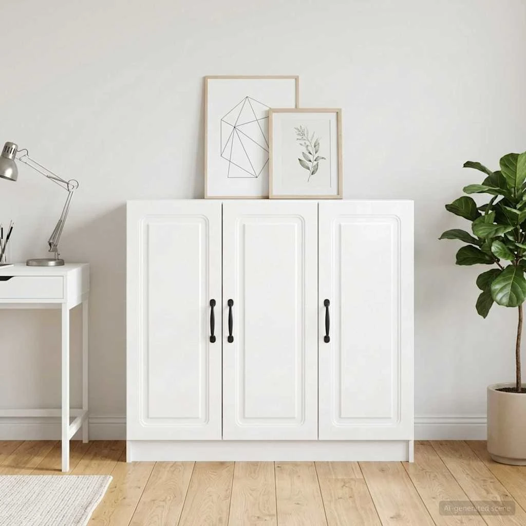 vidaXL Sideboard i hvid højglans, 89 x 34,5 x 77 cm