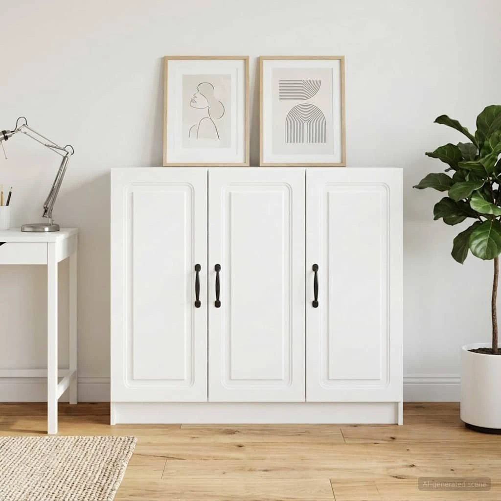 vidaXL Sideboard Hvid 89 x 34,5 x 77 cm i konstrueret træ