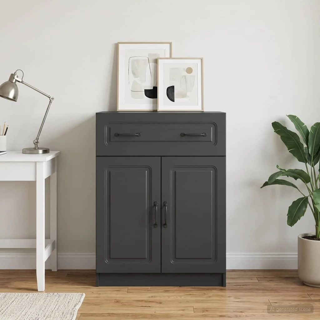 vidaXL Sideboard Sort 66 x 34,5 x 87 cm med skuffe og låger