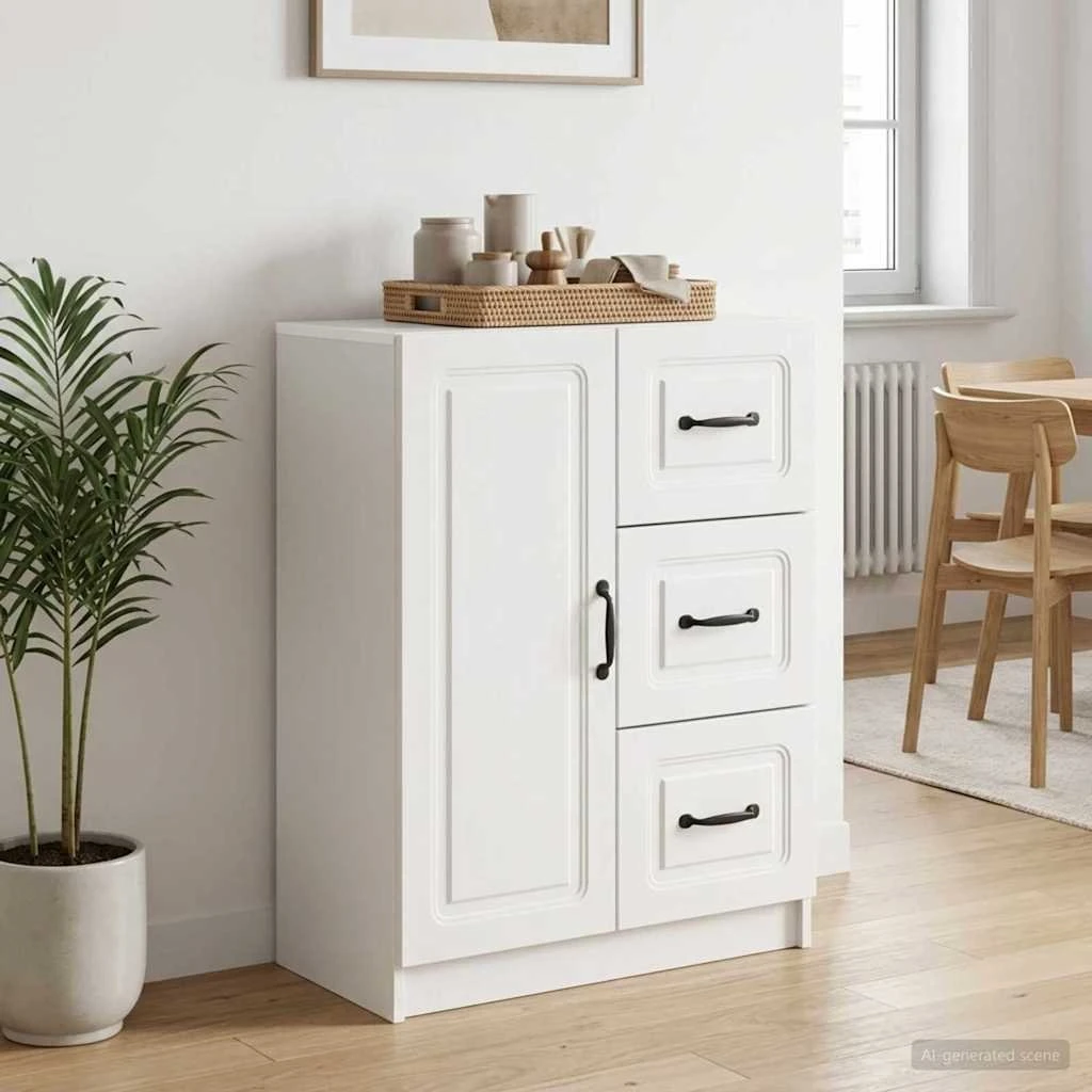 vidaXL Sideboard Hvid Højglans 66 x 34,5 x 87 cm