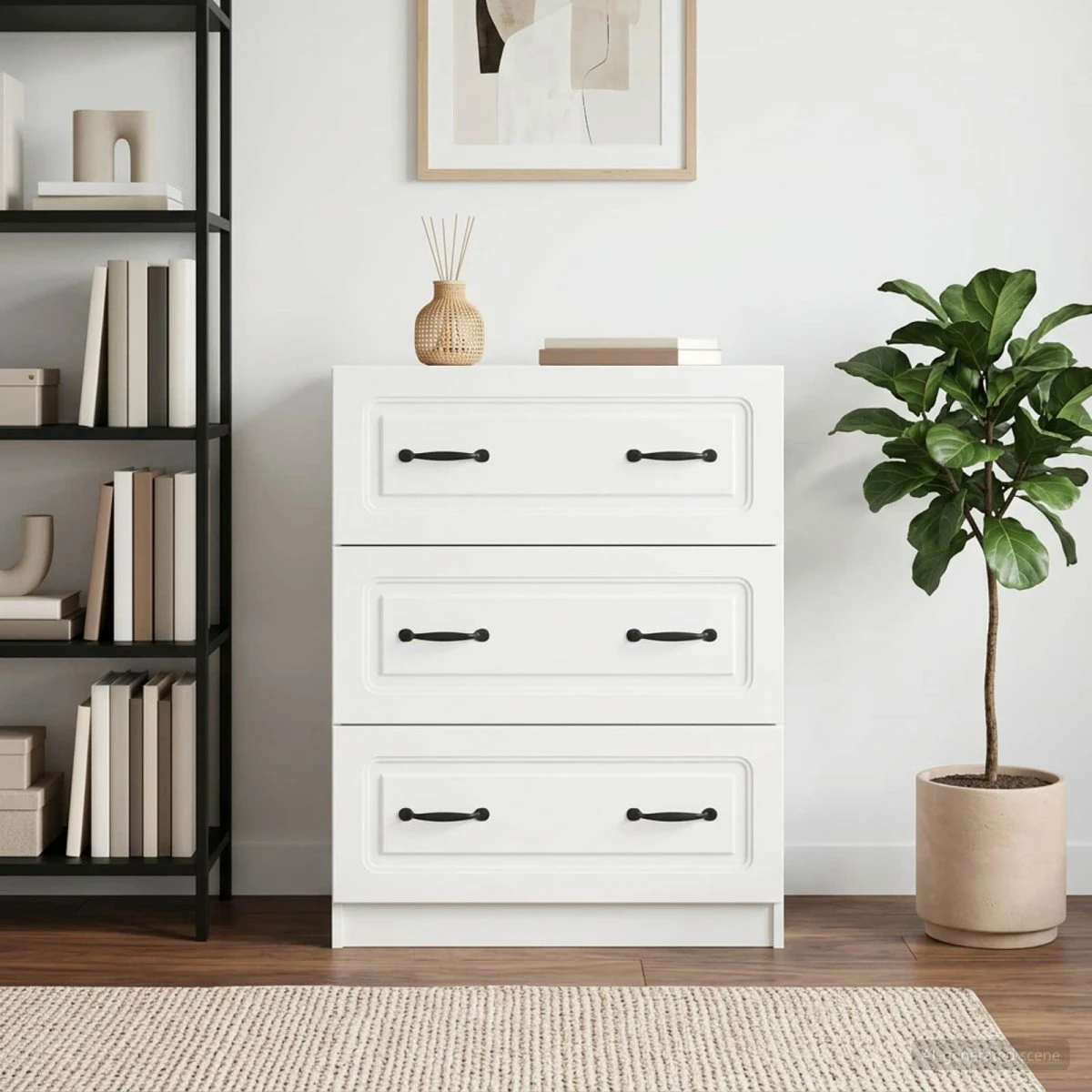 vidaXL Skuffeskab 66 x 34,5 x 87 cm - Hvid i konstrueret træ
