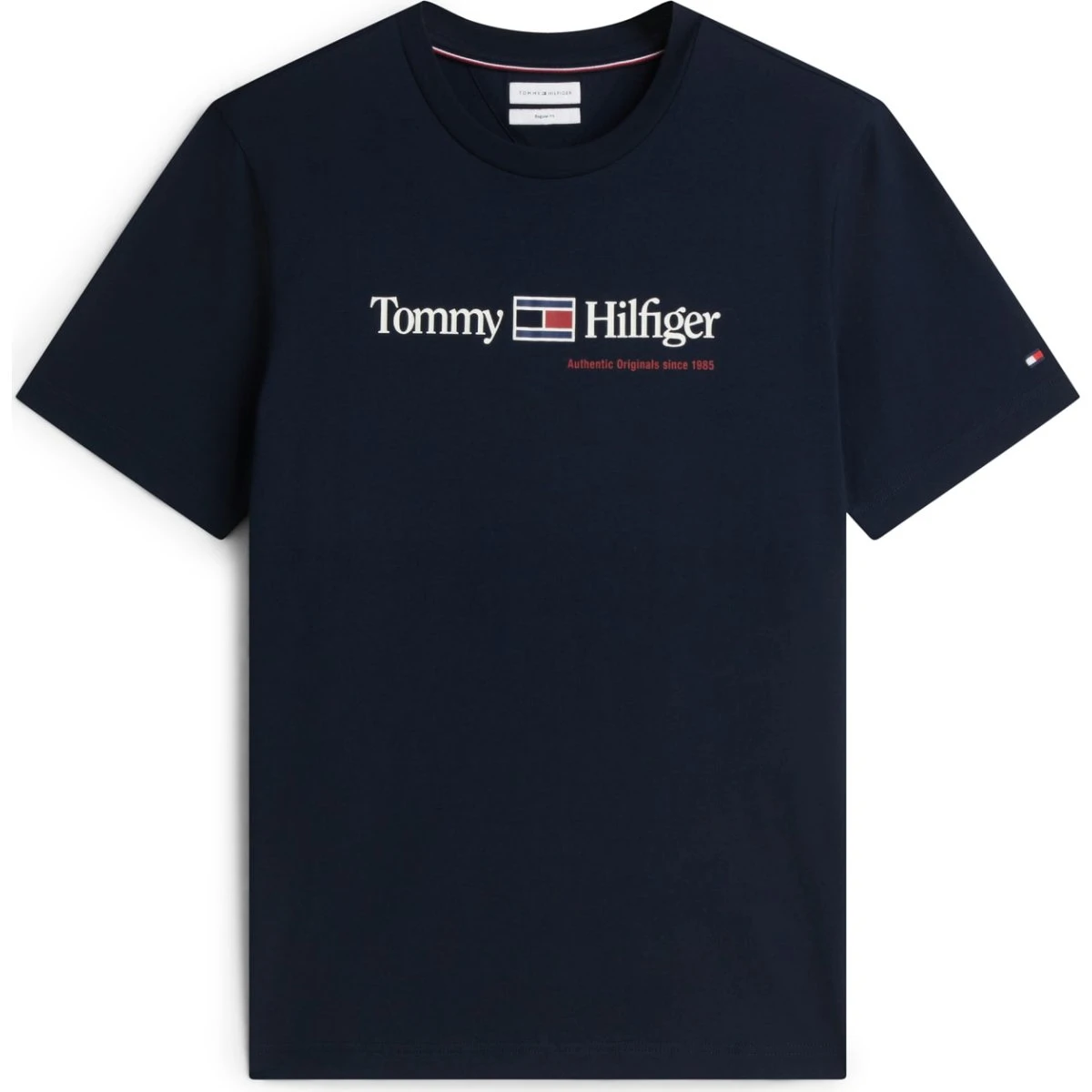 TOMMY HILFIGER Brand Love Graphic Tee i natblå/rød/hvid
