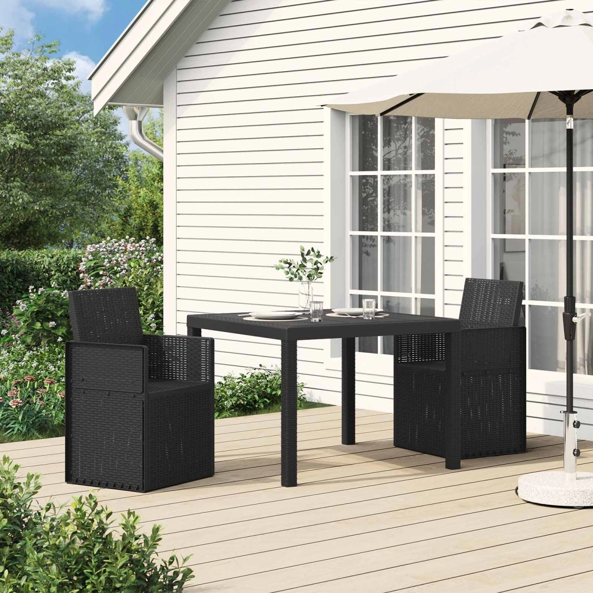 vidaXL Havemøbler Spisestole 2 stk. Antracit 53 x 47 x 88,5 cm