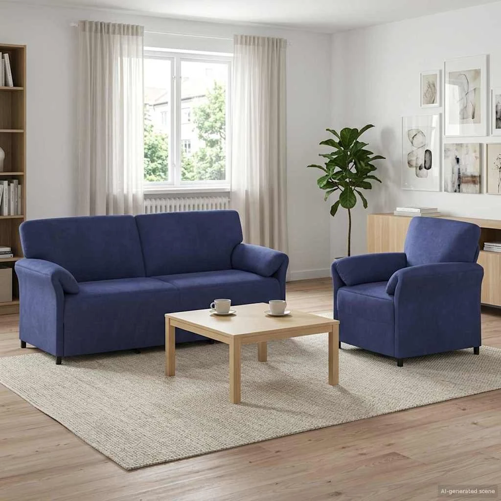 vidaXL Sofasæt 2 stk. i Politi blå Fløjl