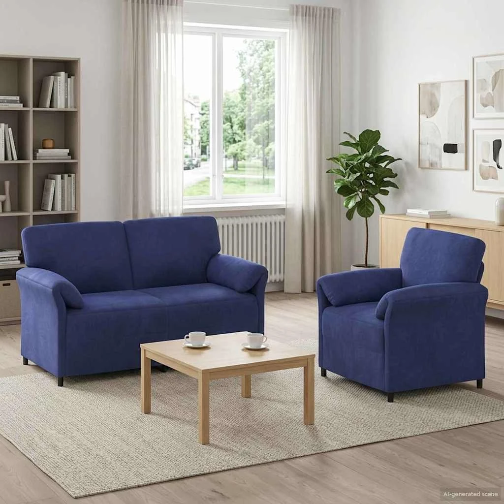 vidaXL Sofasæt 2 stk. i Politi Blå Fløjl