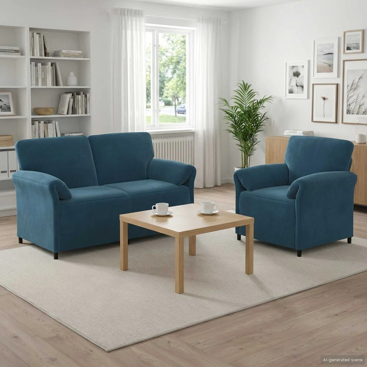 vidaXL Sofasæt 2 dele i blå fløjl