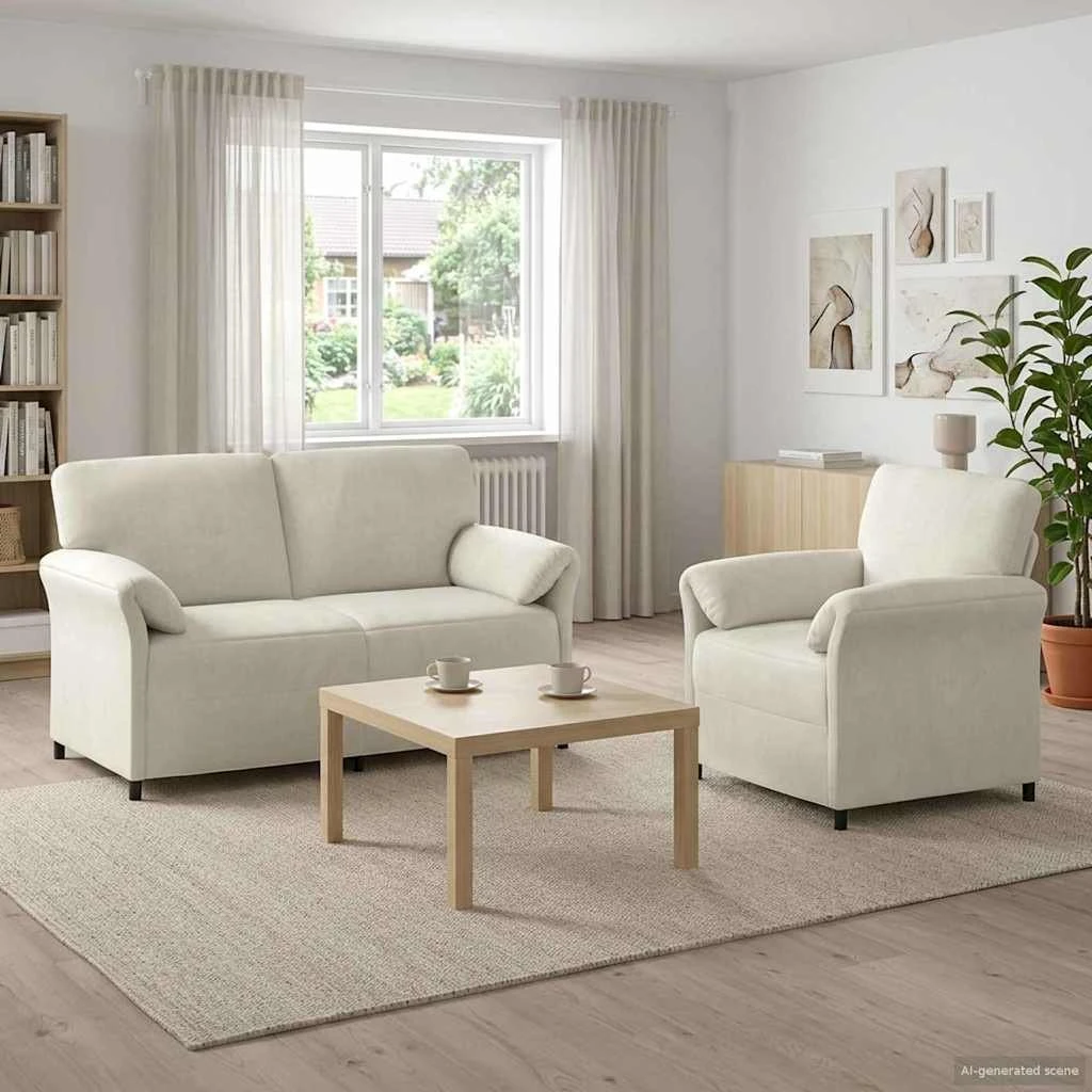 vidaXL Sofasæt 2 dele i cremefarvet fløjl