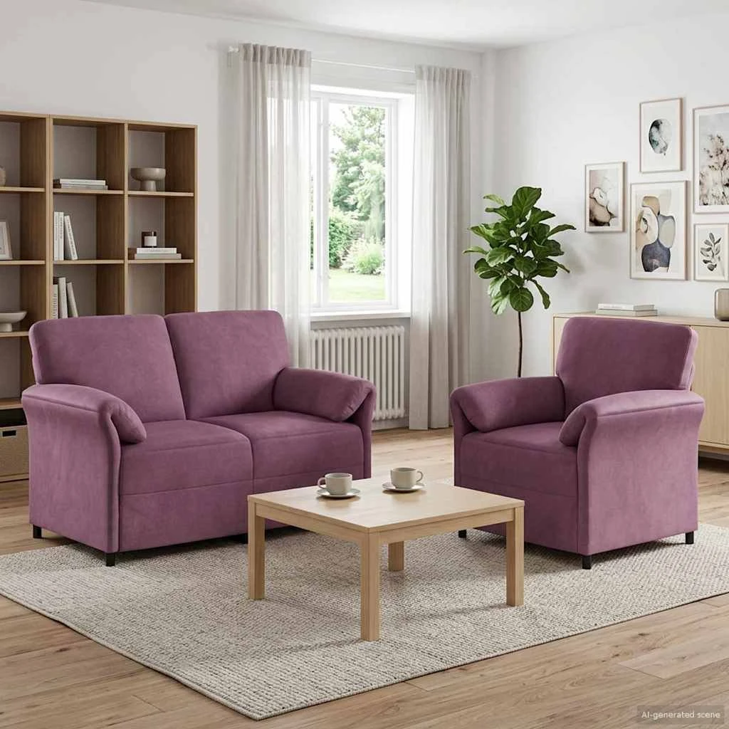 vidaXL Sofasæt 2 stk. i lilla fløjl