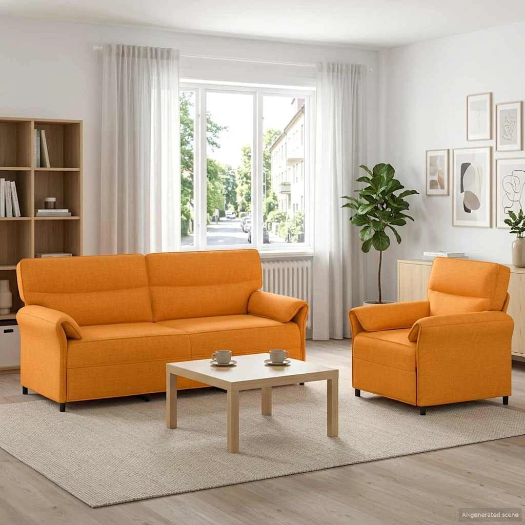 vidaXL Sofasæt 2 stk. Mørk Gul Stof
