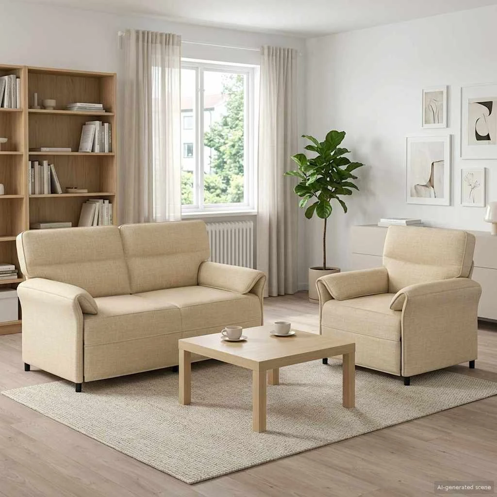 vidaXL Sofasæt 2 stk. i cremefarvet stof