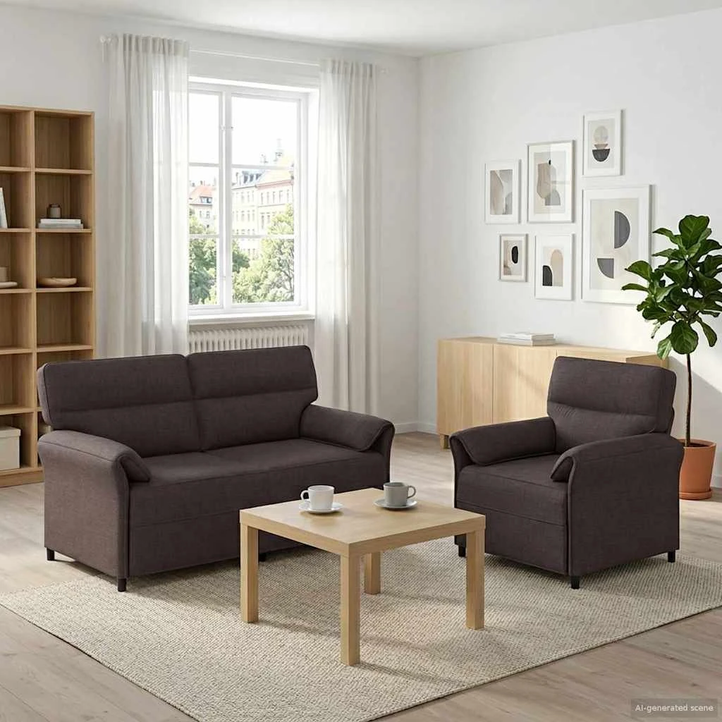 vidaXL Sofasæt 2 stk. Mørk Brun Stof