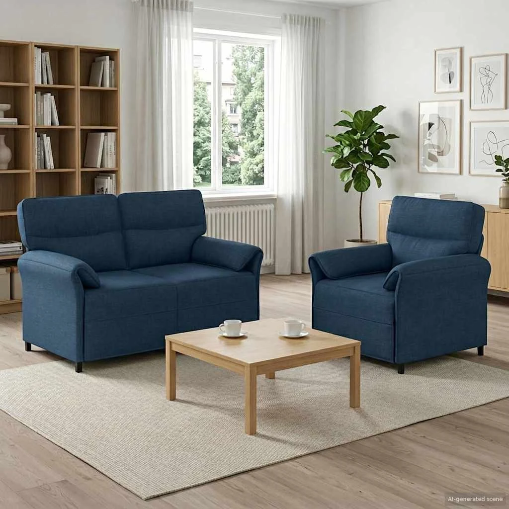 vidaXL Sofa Sæt 2 dele - Blå Stof
