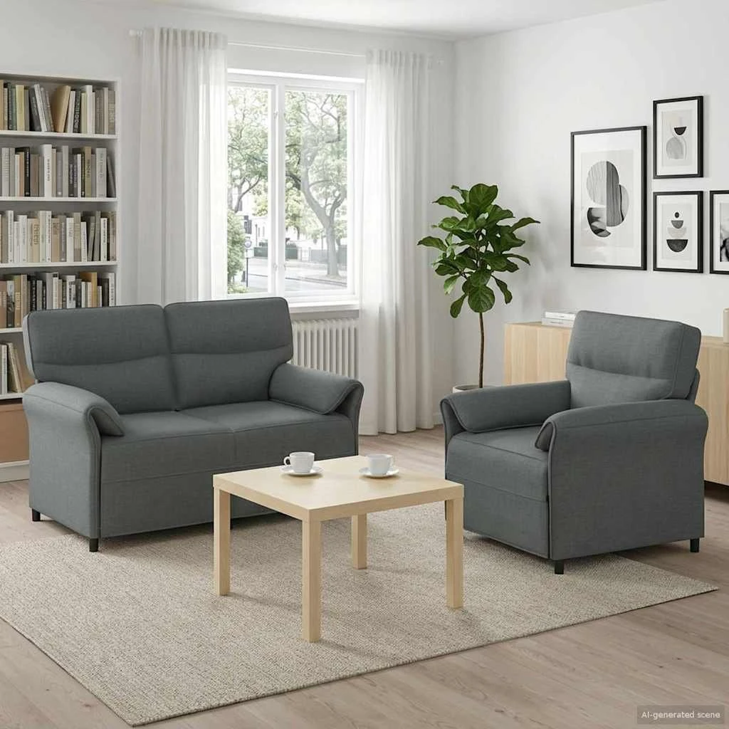 vidaXL Sofasæt 2 stk. i mørkegråt stof