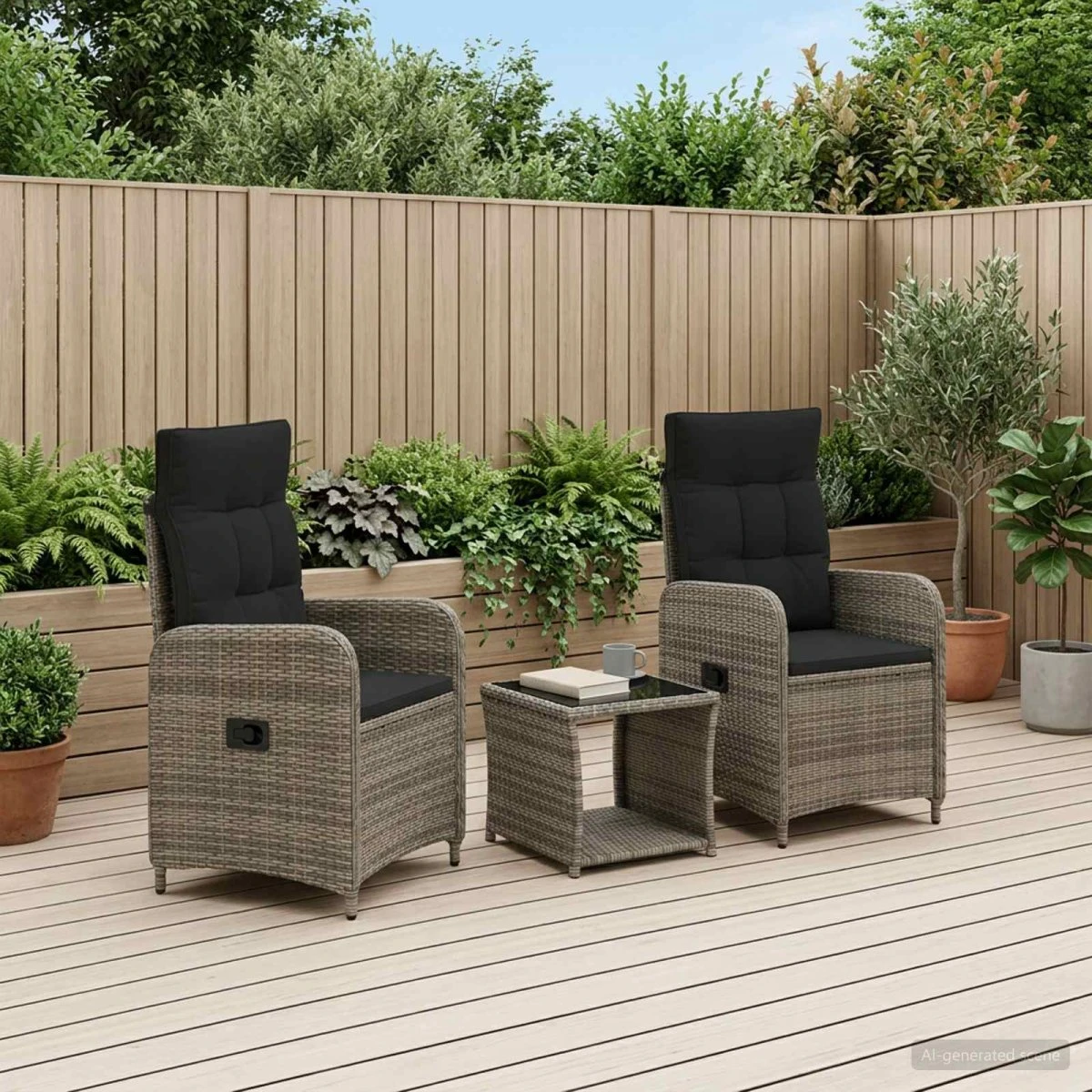 vidaXL Have lounge sæt 3 stk. Grå/Mørkegrå Poly Rattan og Glas