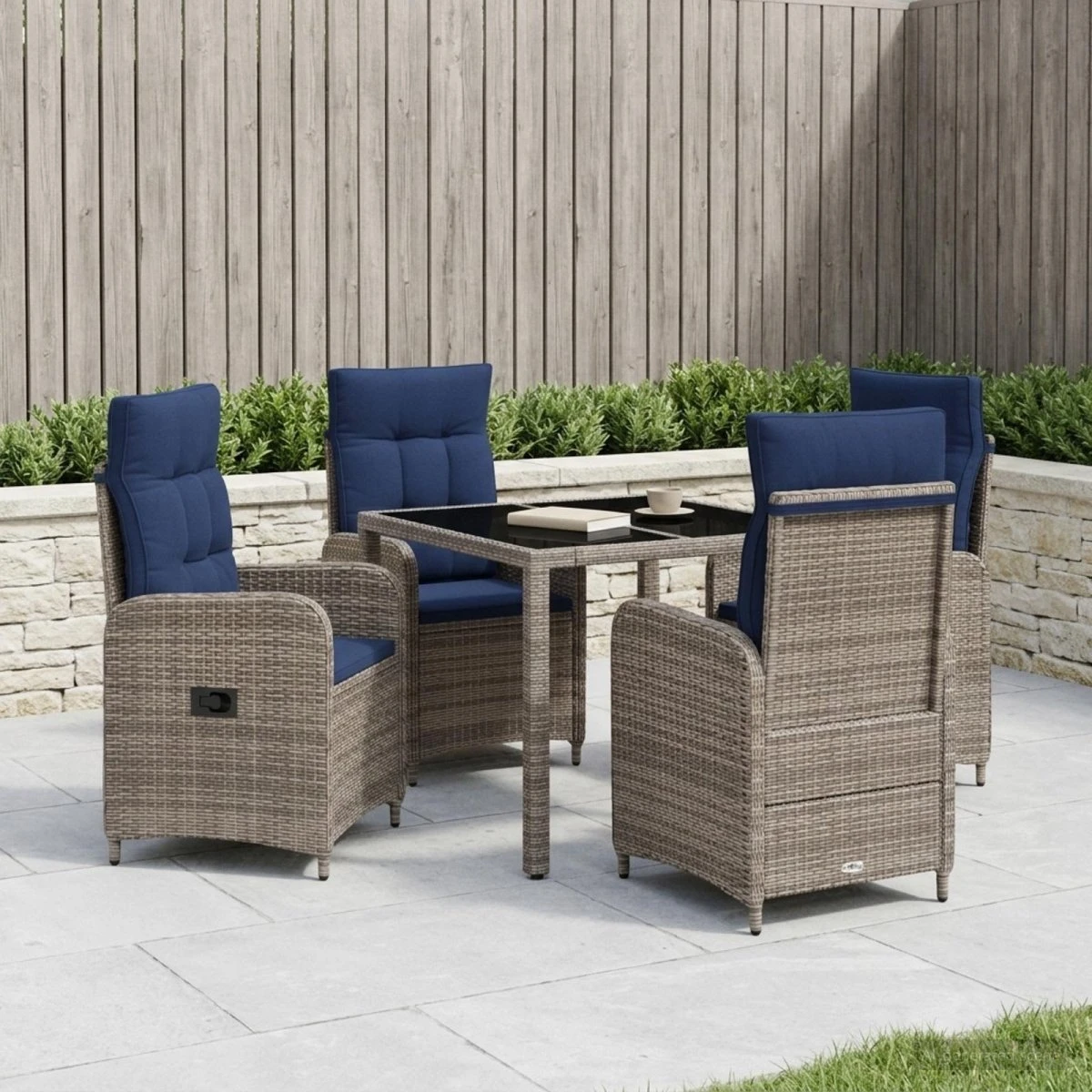 vidaXL Udendørs spisesæt 5 stk. i polyrattan