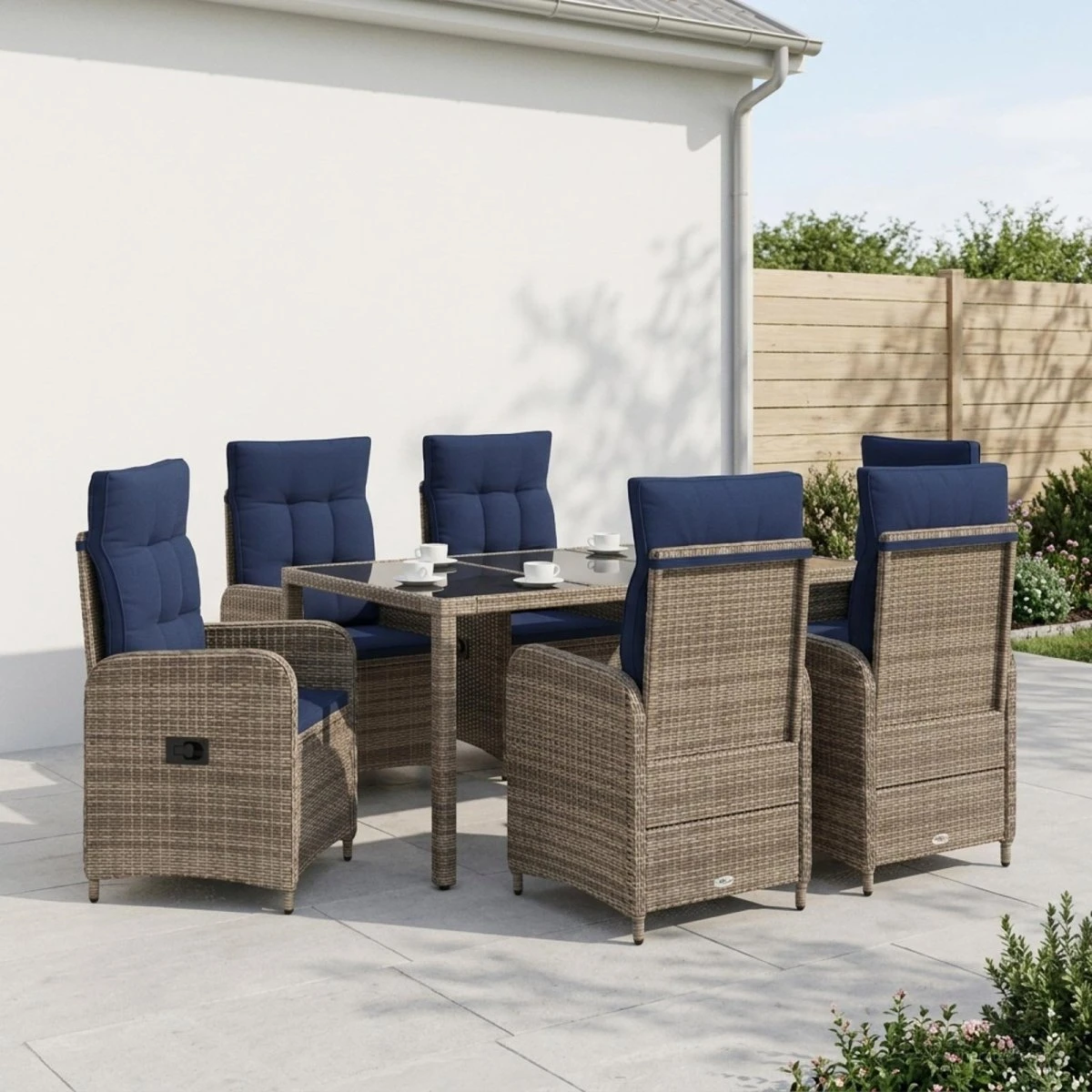 vidaXL Udendørs spisesæt i polyrattan - 7 dele
