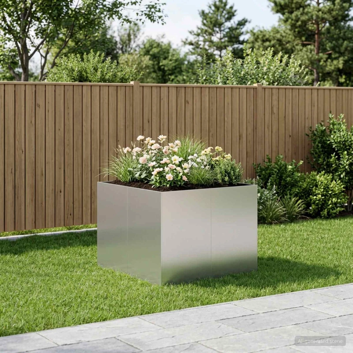 vidaXL Have Blomsterkrukke Sølv 80 x 80 x 60 cm Galvaniseret stål