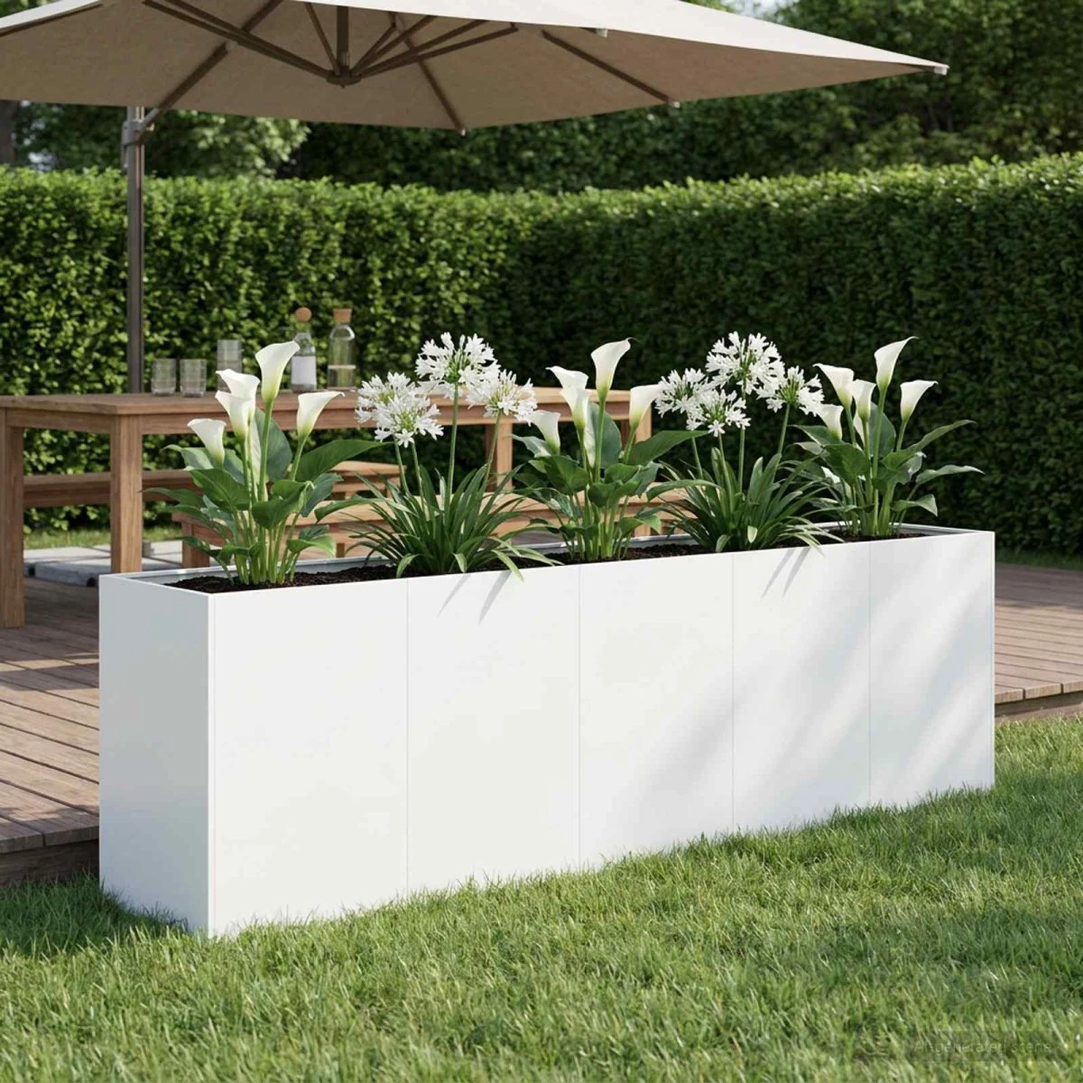 vidaXL Have Blomsterkrukke Hvid 200 x 40 x 60 cm i stål