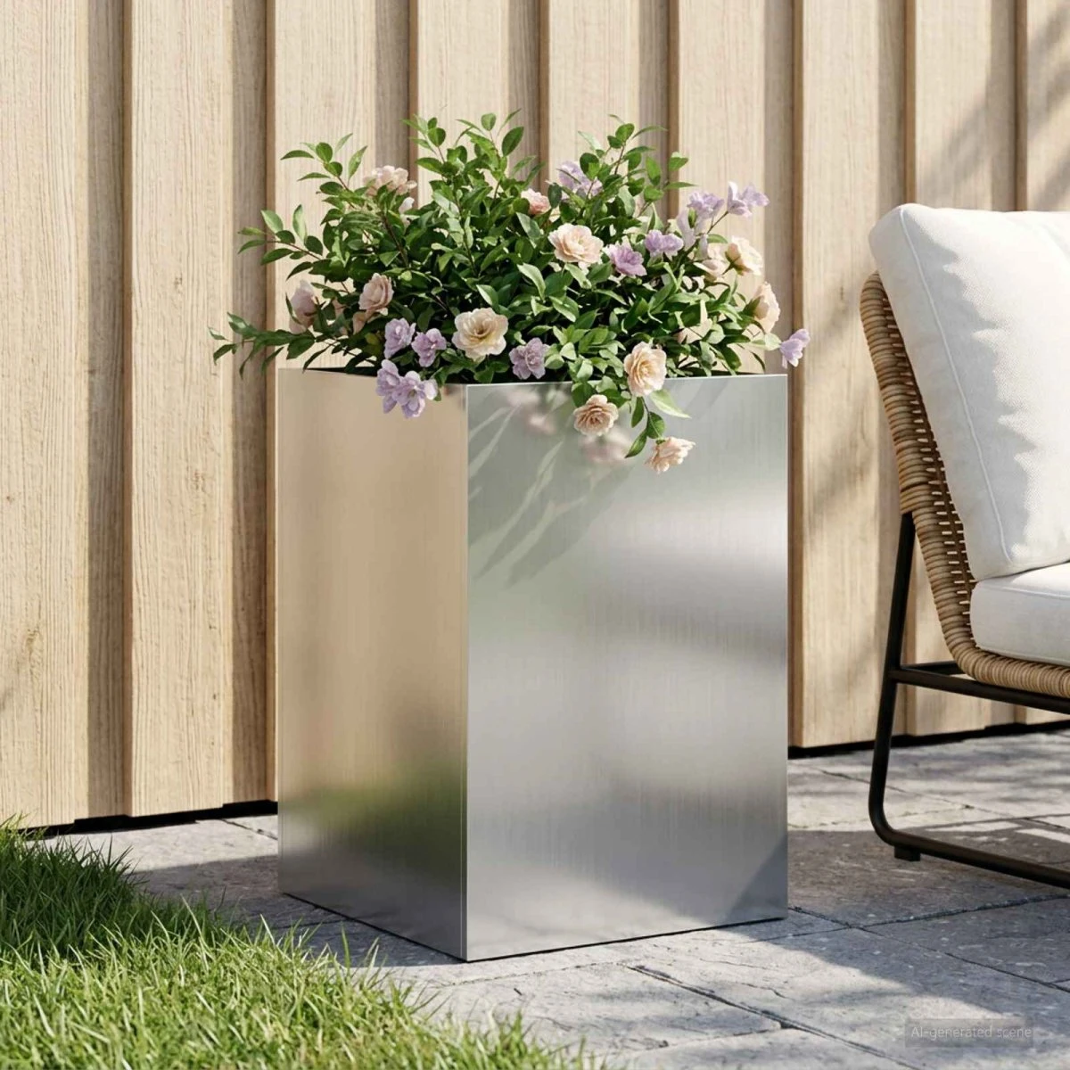 vidaXL Blomsterkrukke Sølv 40 x 40 x 60 cm i Galvaniseret Stål