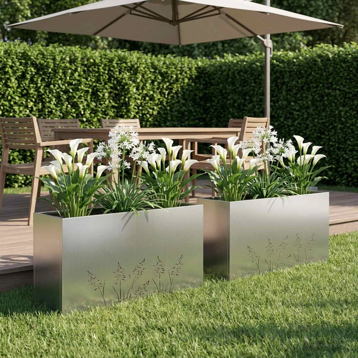 vidaXL Have Blomsterkrukke 2 stk. Sølv 100 x 20 x 49 cm