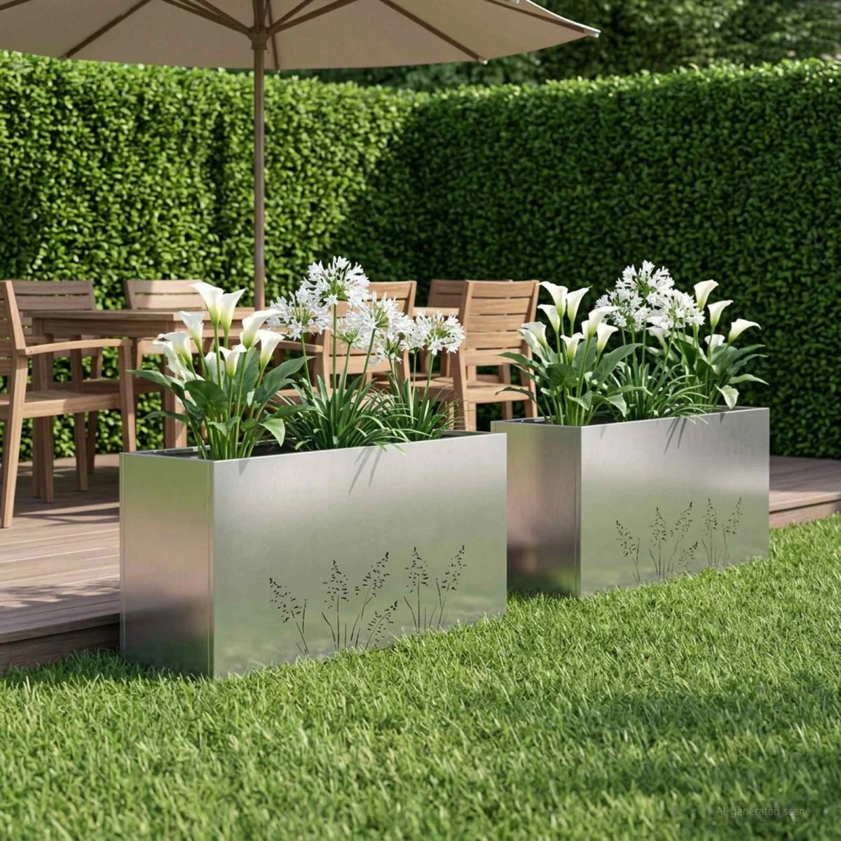 vidaXL Have Blomsterkrukke 2 stk. Sølv 100 x 20 x 49 cm