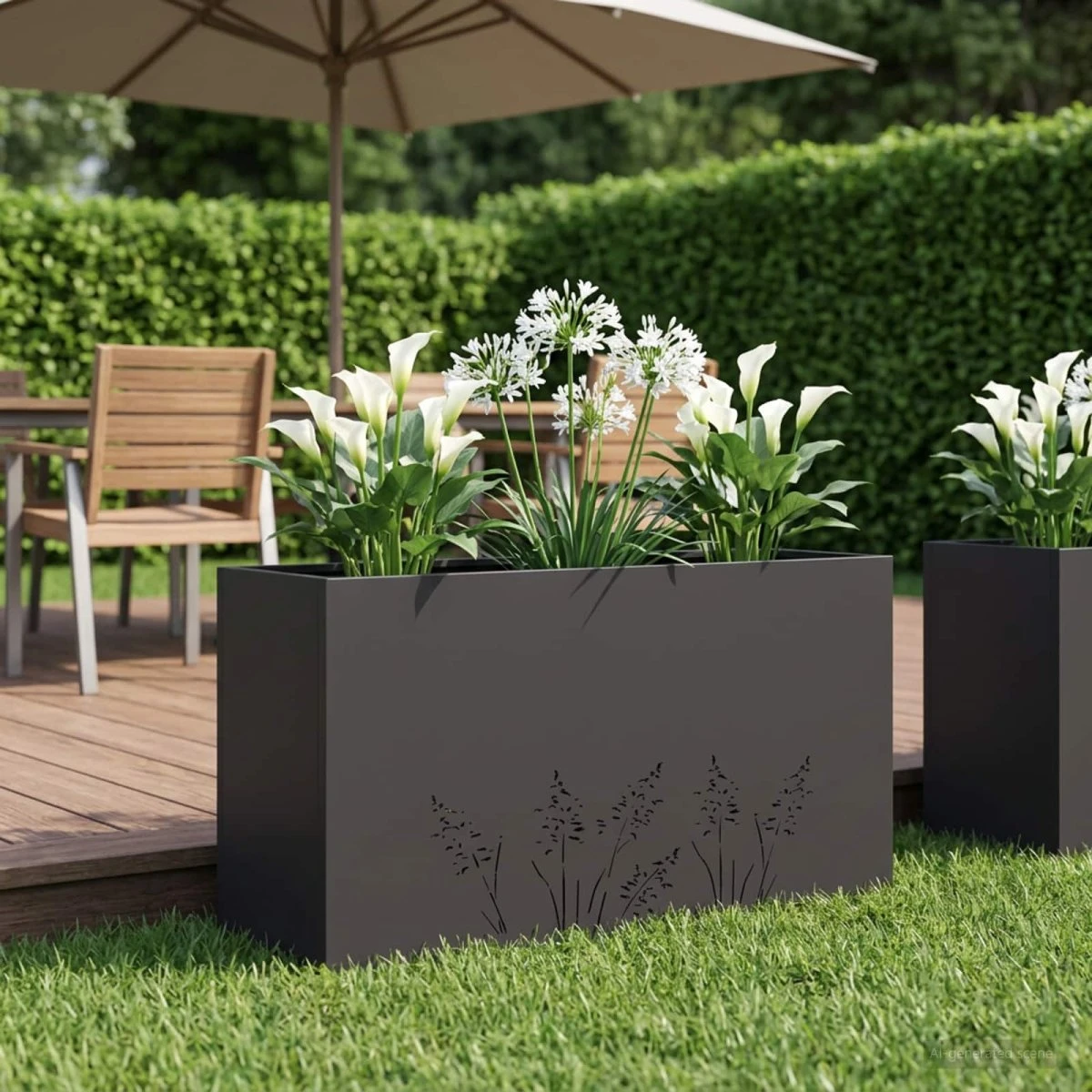 vidaXL Have Blomsterkrukke Sort 100 x 20 x 49 cm i koldvalset stål