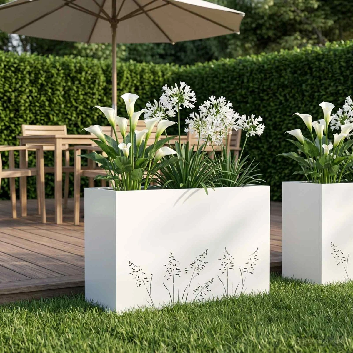 vidaXL Have Blomsterkrukke Hvid 80 x 30 x 49 cm i Koldvalset Stål