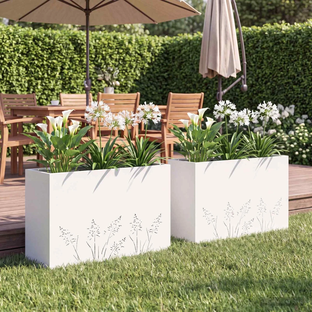vidaXL Have Blomsterkrukke 2 stk. Hvid 80x30x49 cm i stål