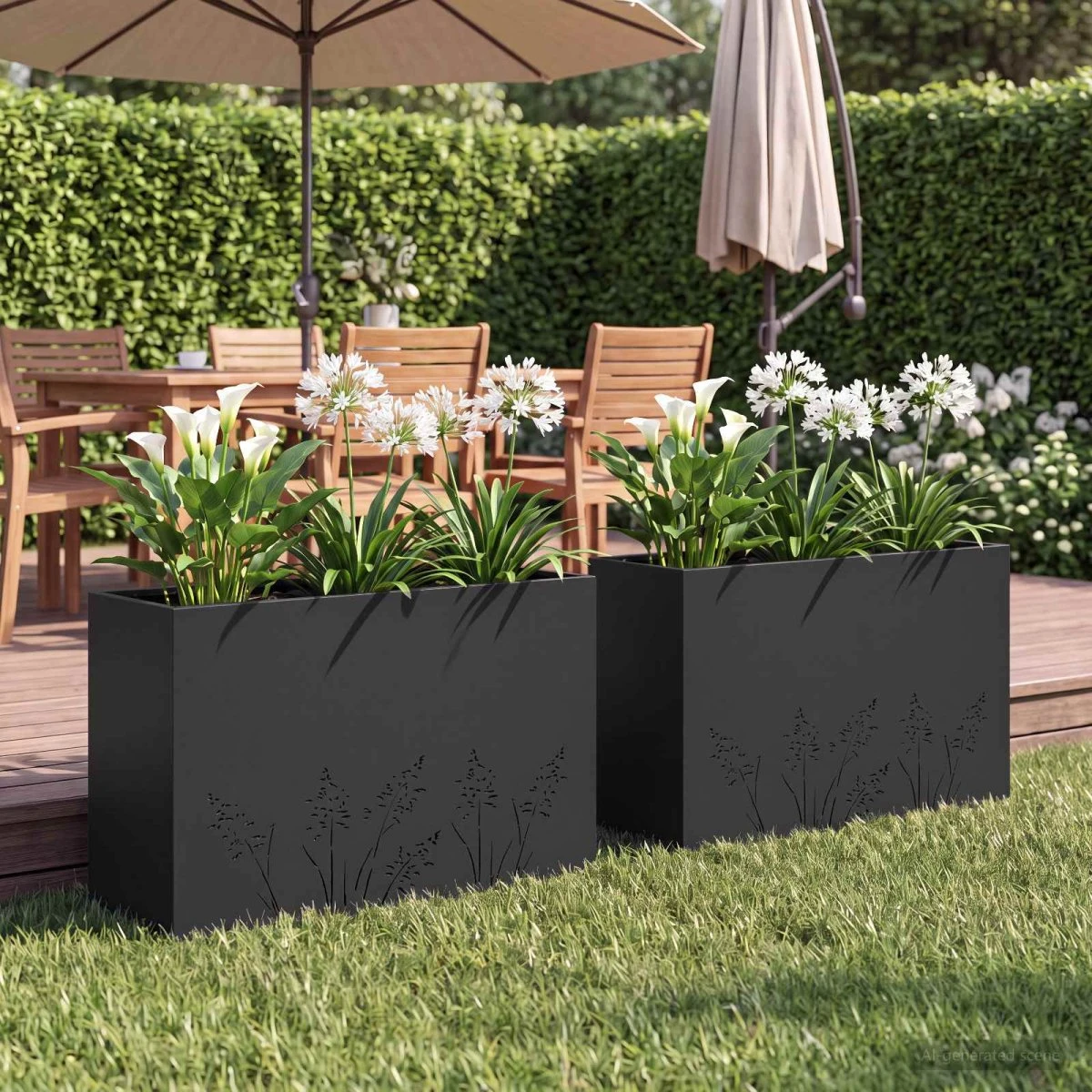 vidaXL Have Blomsterkrukke 2 stk. Sort 80x20x49 cm i koldvalset stål