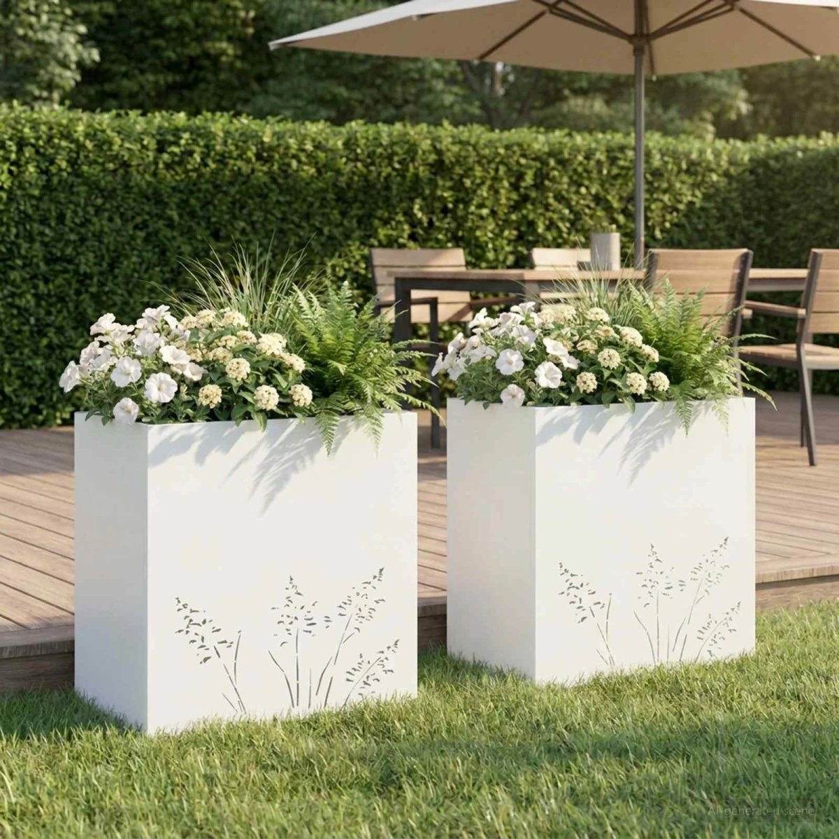 vidaXL Have Blomsterkrukke 2 stk. Hvid 50x30x49 cm i stål