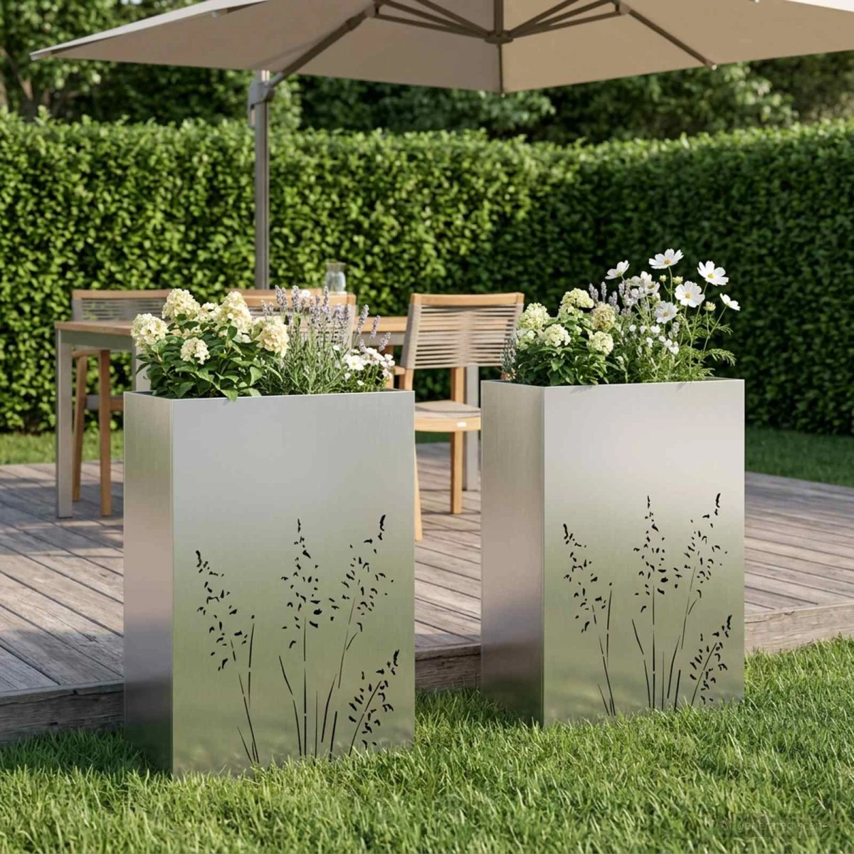 vidaXL Have Blomsterkrukke 2 stk. Sølv 50 x 30 x 75 cm Rustfrit stål