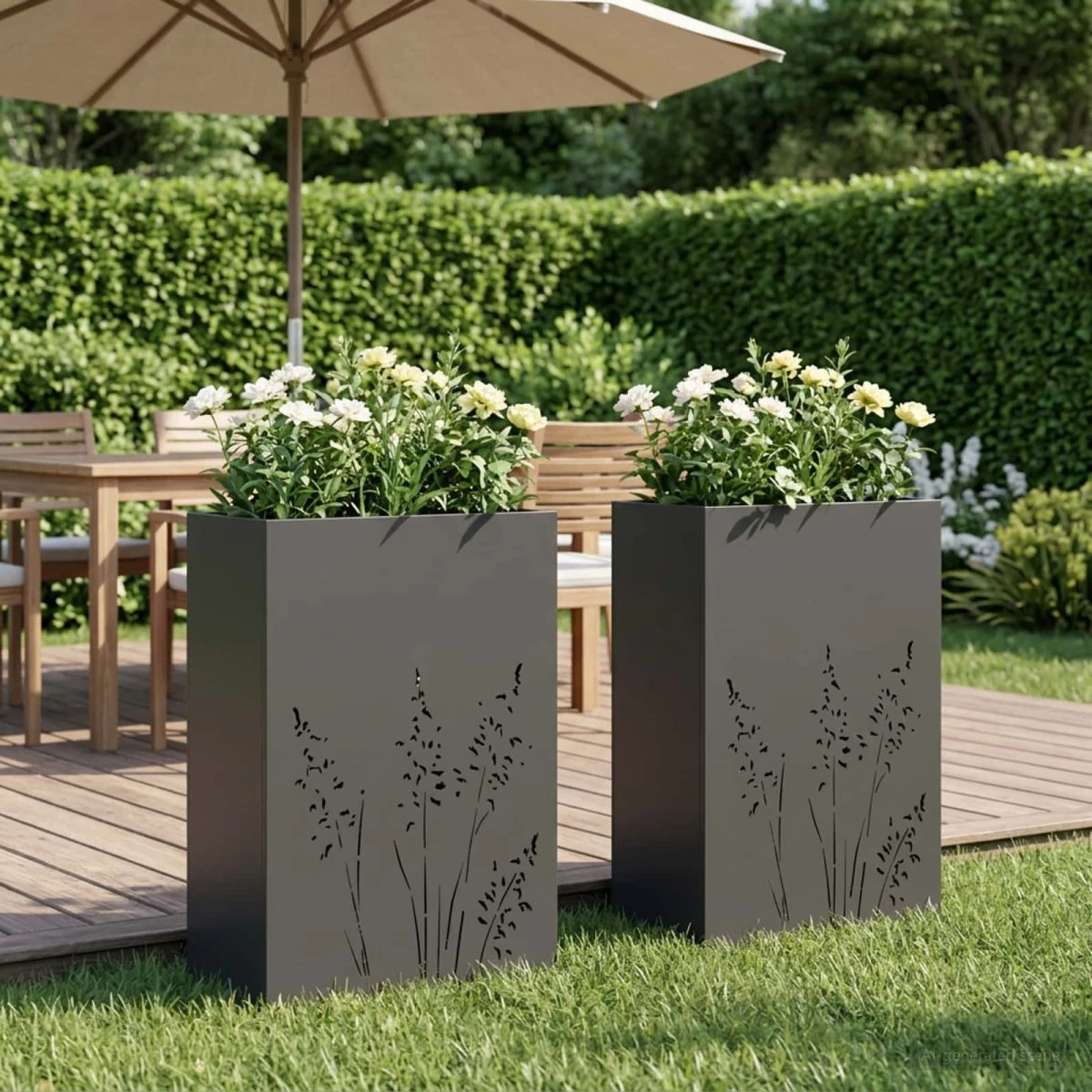 vidaXL Have Blomsterkrukke 2 stk. Sort 50 x 30 x 75 cm Stål