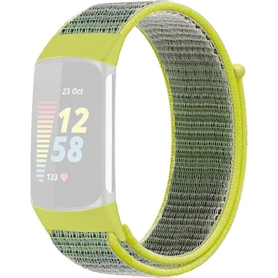 KALEBOL Fitbit Charge 5/6 Nylonrem - Lysende Gul