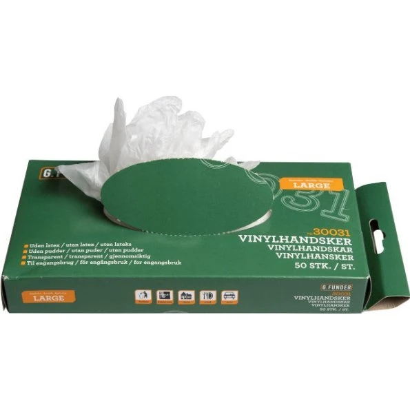 G. Funder Vinylhandsker - Pudderfri & Latex-fri - 50 stk