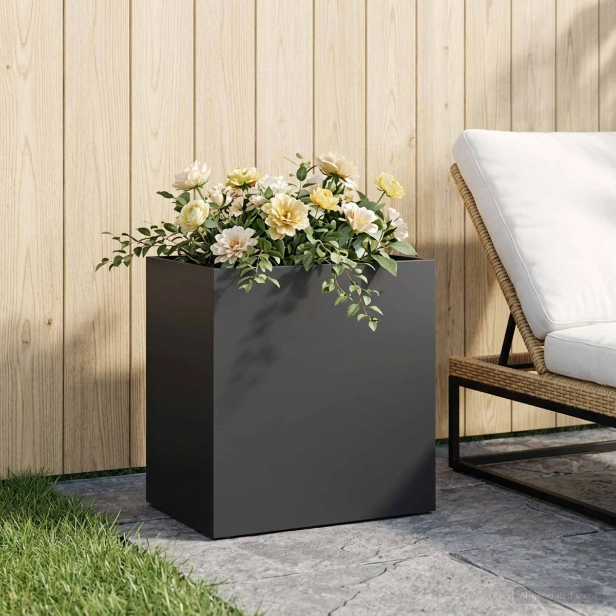 vidaXL Have Blomsterkrukke Sort 50 x 30 x 50 cm i Koldvalset Stål