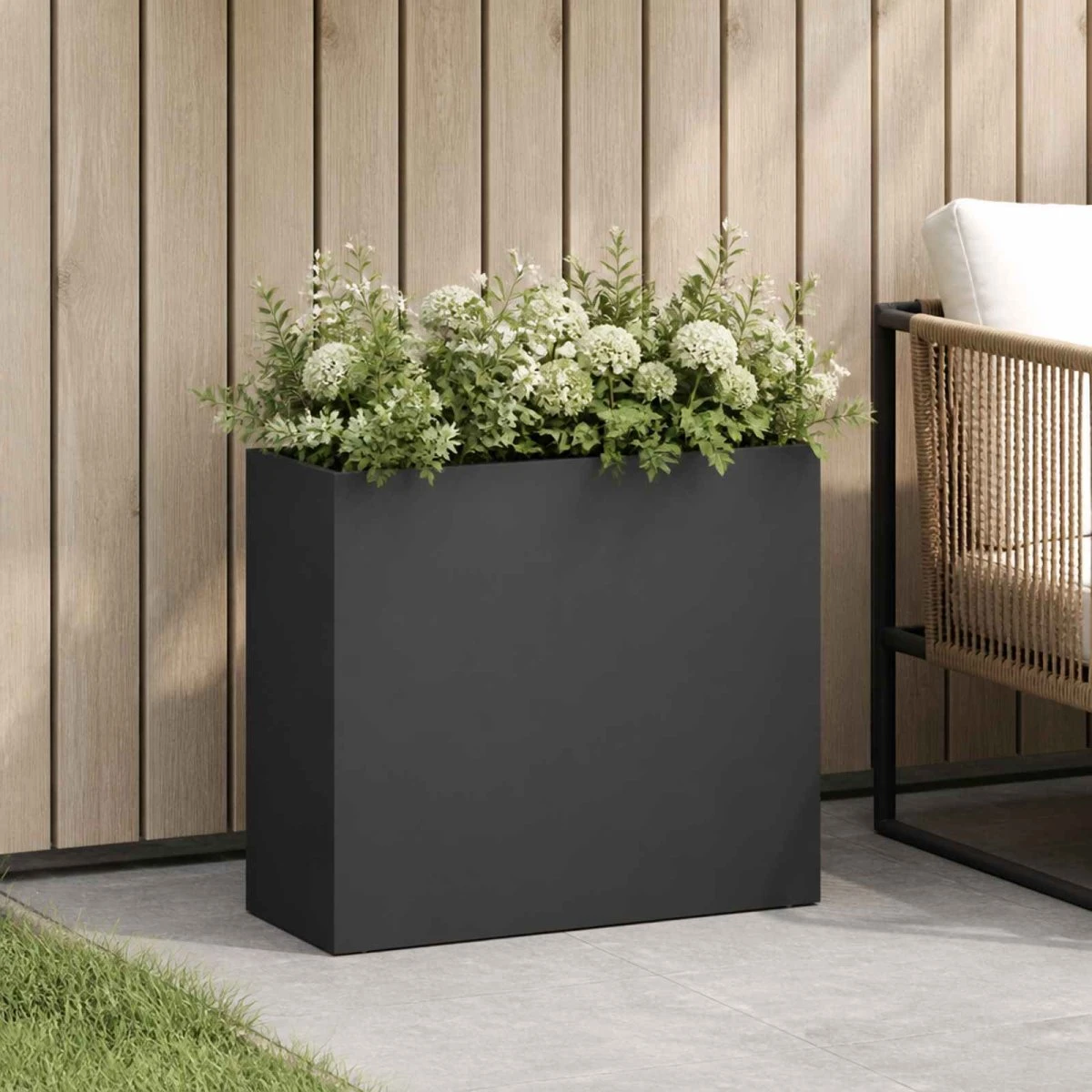 vidaXL Have Blomsterkrukke Sort 50 x 20 x 40 cm i koldvalset stål