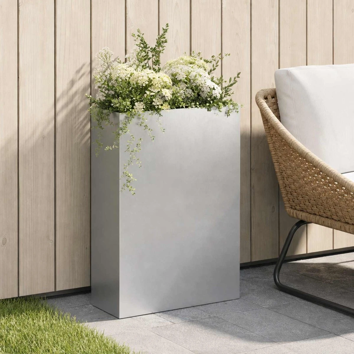 vidaXL Have Blomsterkrukke Sølv 40 x 20 x 75 cm i Rustfrit Stål