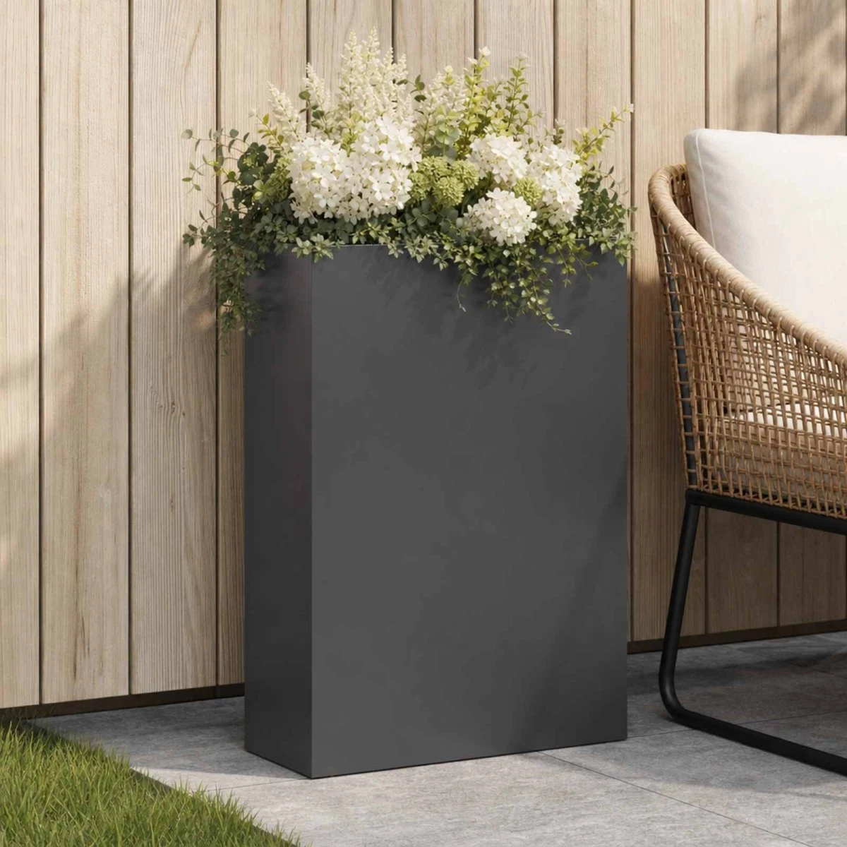 vidaXL Have Blomsterkrukke Sort 40 x 20 x 75 cm i Koldvalset Stål