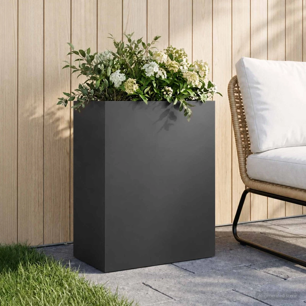 vidaXL Have Blomsterkrukke Sort 40 x 20 x 40 cm i koldvalset stål