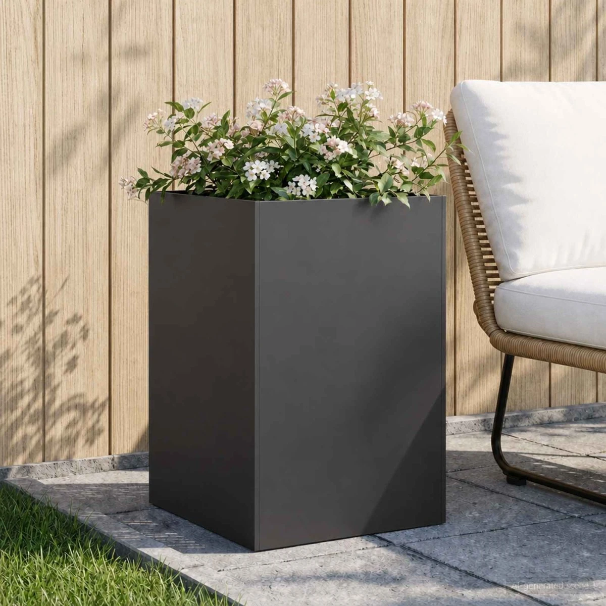 vidaXL Have Blomsterkrukke Sort 50 x 50 x 75 cm i Stål