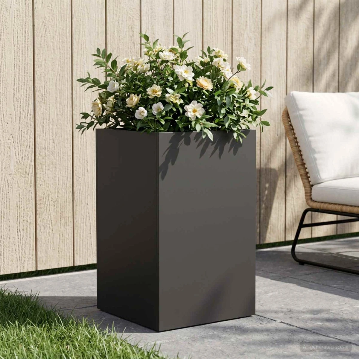 vidaXL Have Blomsterkrukke Sort 40 x 40 x 50 cm i koldvalset stål