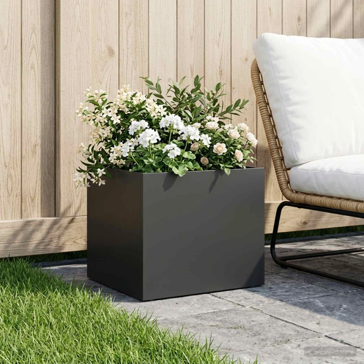 vidaXL Have Blomsterkrukke Sort 40 x 30 x 30 cm i koldvalset stål