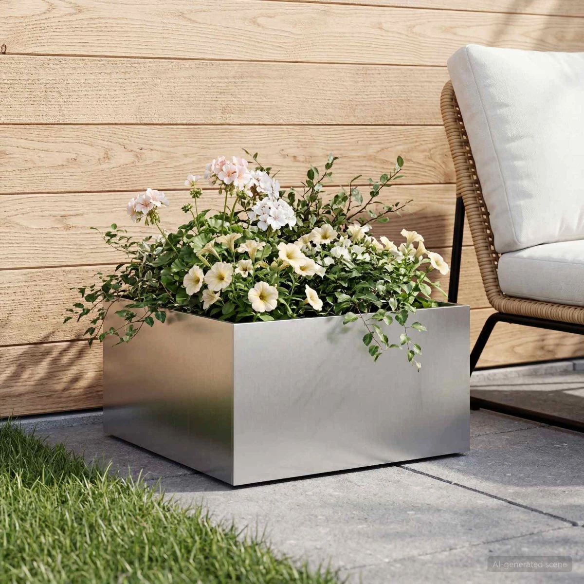 vidaXL Have Blomsterkrukke Sølv 40x40x30 cm i Galvaniseret Stål