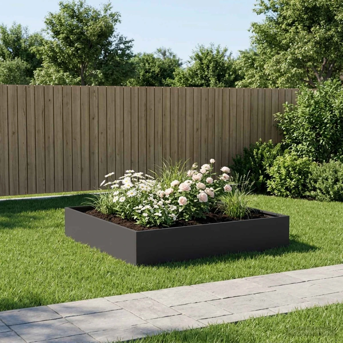 vidaXL Have Blomsterkrukke Sort 100 x 100 x 20 cm i koldvalset stål