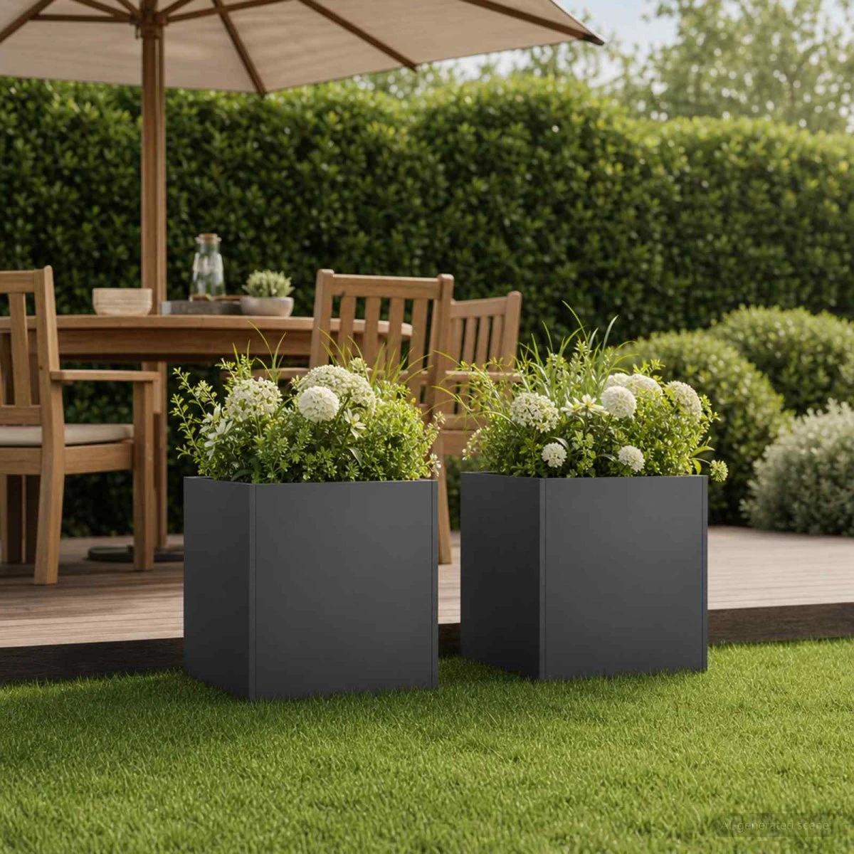 vidaXL Have Blomsterkrukke 2 stk. Sort 20x20x20 cm i koldvalset stål