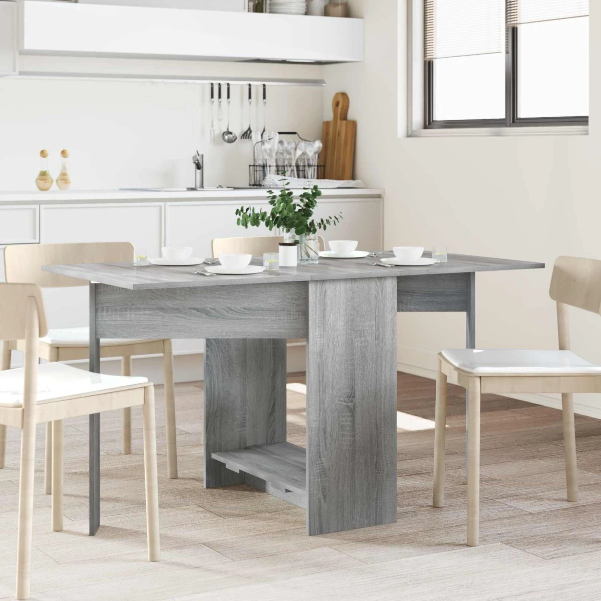 vidaXL Spisebord 138x70 cm i Grå Sonoma med foldbar bordplade